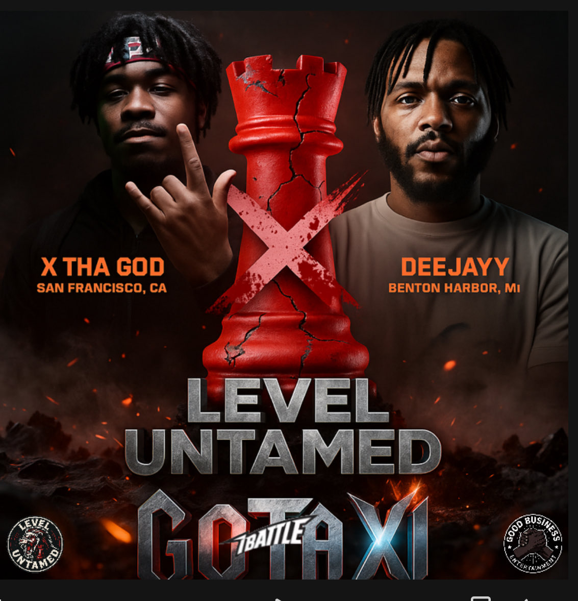 DrMuyBueno's tweet photo. GOING DOWN TONIGHT!!!

@X_Tha_God &amp; @RookDeejayy take to the @iBattlePromo /@ibattletv stage as a duo for the 1st time &amp; puts on for #GBE at #GOTAXI

#LEVELUNTAMED

GET THE APP!!!

https://t.co/mg2xkYeECA https://t.co/HogFBgVJrS