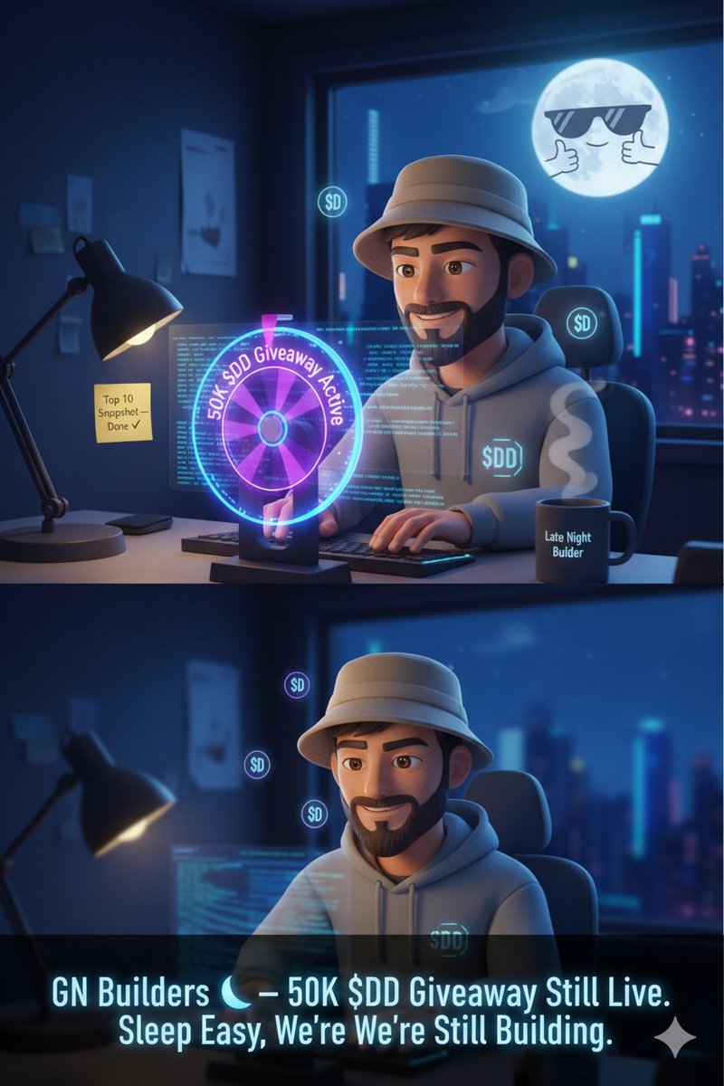 Joecrypt_01's tweet image. GN Builders 🌙
While others rest, the dev codes.
50K $DD giveaway still live — top 10 snapshot every night.
Sleep easy, we’re still building. 💻🔥

@DevDunning | #DD #Solana