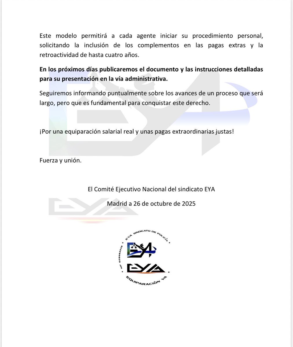 EYAPolicia's tweet image. ⚠️📄 #UltimaHora 
Comunicado sobre la sentencia del Tribunal Supremo nº 828/2025 y la inclusión de complementos en las pagas extraordinarias 

#EquiparacionYa #ConflictoColectivo