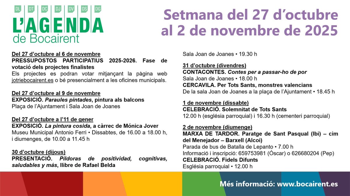 📆 Agenda setmanal! Bona setmana a totes i tots!