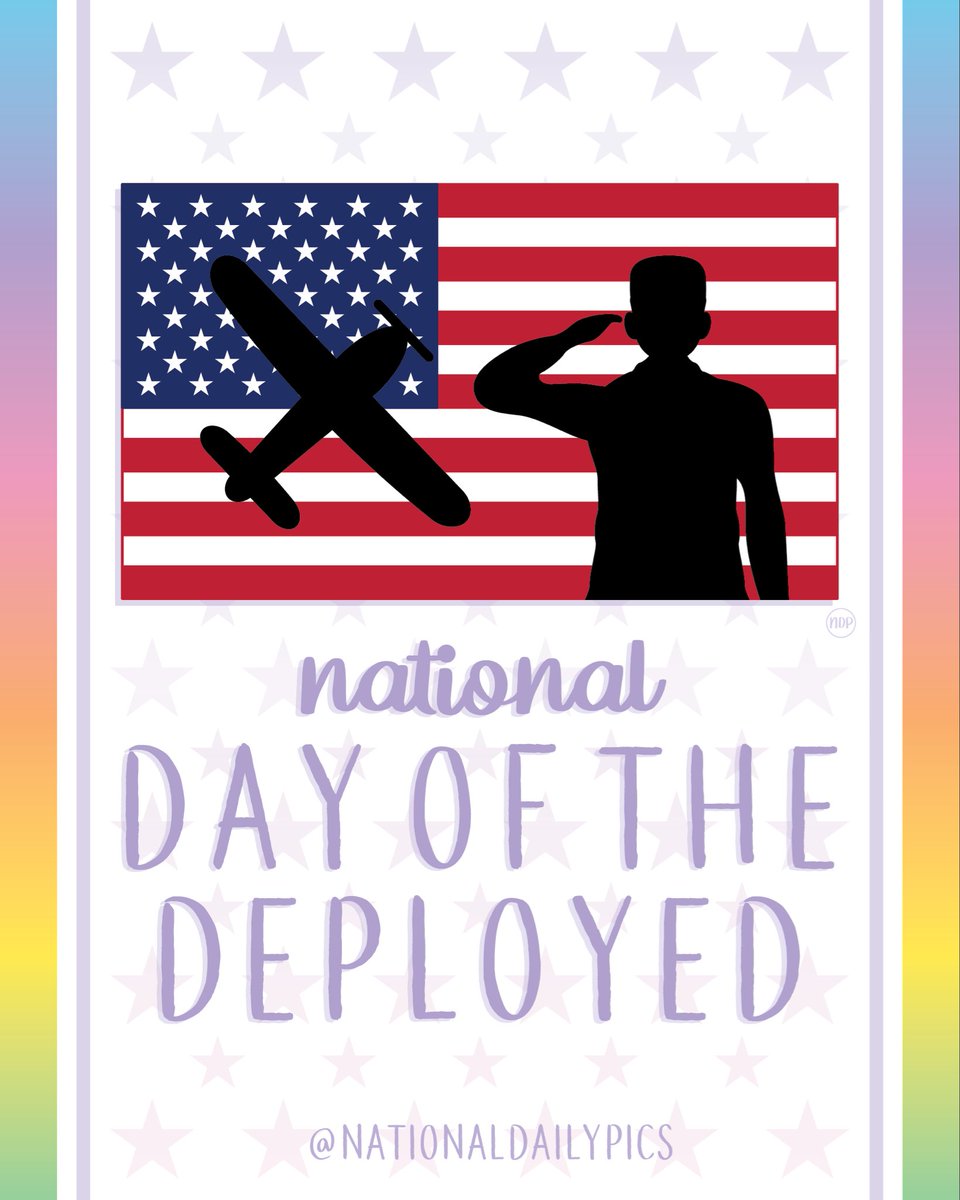 NationalDayPics's tweet image. Happy National Day Of The Deployed! 🇺🇸

Fun Fact: #NationalDayOfTheDeployed was founded in 2006 to honor all deployed military! 

💜💜Follow @NationalDailyPics on instagram for more!💜💜

#DayOfTheDeployed #NationalDayOfTheDeployed2025 #DayOfTheDeployed2025 #NationalDailyPics