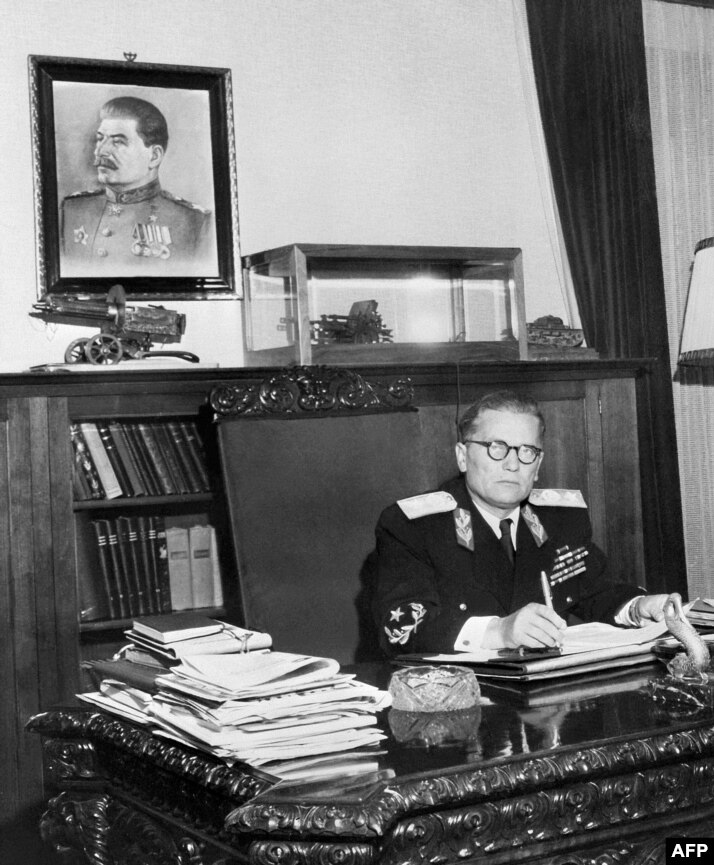Tito at his desk in 1947. He initially followed the political lead of Stalin’s USSR but the two leaders soon became enemies. After Stalin sent assassins to Yugoslavia, Tito wrote to him: “Stop sending people to kill me. We've already captured five of them. If you don't stop
