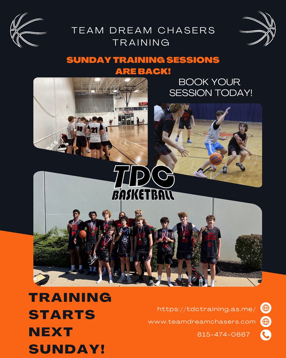 SUNDAY SESSIONS ARE BACK! As our fall season has ended, we are excited to bring back Sunday sessions. These sessions are popular, so book now before they are all gone! 

tdctraining.as.me

#teamdreamchasers #basketballtraining #basketball