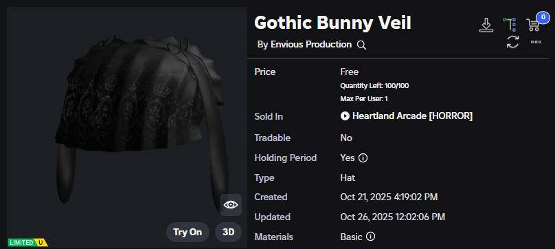 Xh0PlUgc's tweet image. 🔴New limited item &lt;&lt; Heartland Arcade HORROR &gt;&gt;
📦Stock: 100
❗How to get it: You will need to complete daily tasks and then you will be able to get it.
➡️roblox.com/catalog/744453…
➡️roblox.com/games/16025511…
#Roblox #RobloxDev #RobloxFreeUGC #RobloxUGCLimited