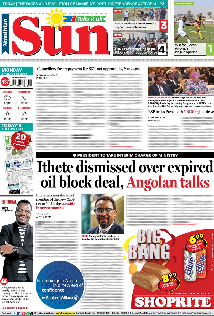 namibiansun's tweet photo. Monday news! https://t.co/Ip0mvw7g0E