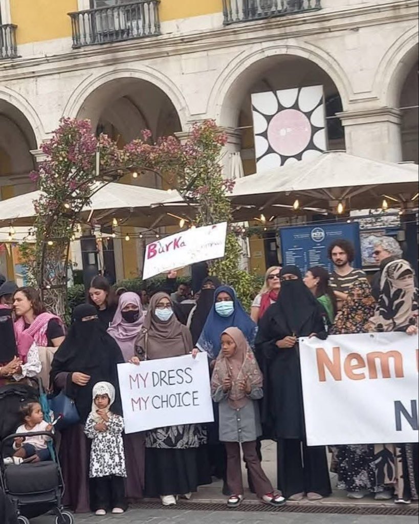 southevropa's tweet photo. These people clearly don’t wanna adapt to our culture and customs, Portugal is Catholic not just in terms of faith but in terms of culture too it’s intertwined. 
If wearing a burka is more important than respecting our culture and laws then you need to leave https://t.co/WFnNIiQ8Vh