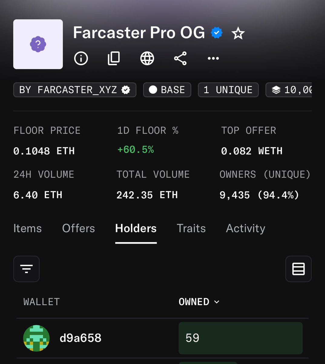 the strategy have bought 59 Farcaster Pro NFTs already 
floor pumped on 70%
strategy is top1 holder

thanks <a href="/dwr/">Dan Romero</a> 
thanks <a href="/miguelgarest/">Miguelgarest ⛓</a>