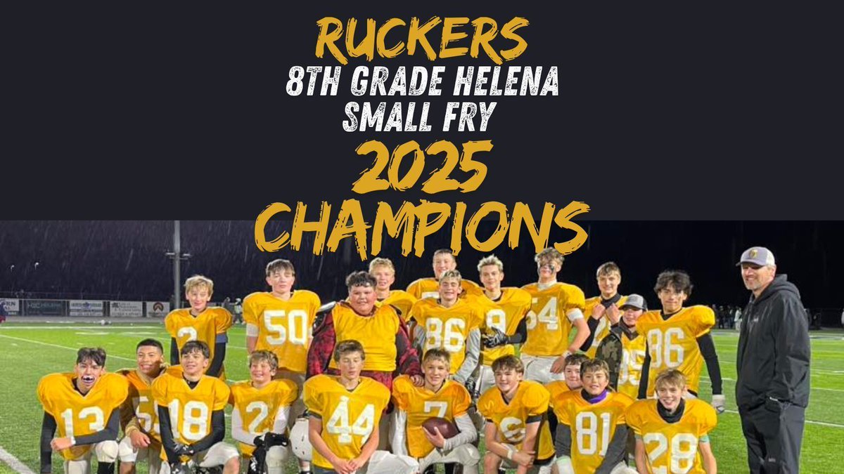 🏈 CHAMPIONS ALERT! 🏆

Congratulations to Ruckers, our 8th Grade Helena Small Fry Football Team! They are the  2025 CHAMPIONS! 💪🔥 

👏 Huge shoutout to the coaches, families, and fans who supported them every step of the way. 

#HelenaSmallFryFootball