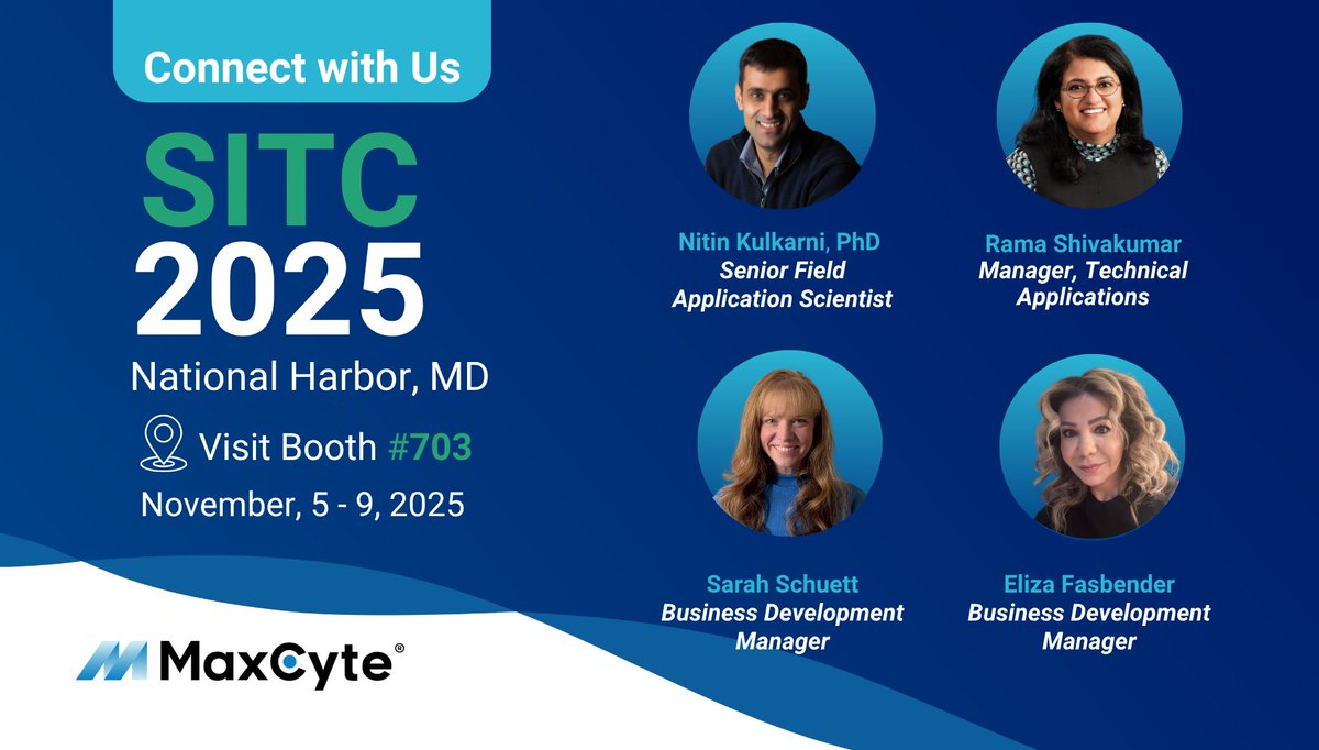 Just over a week until #SITC2025! Meet the MaxCyte team in National Harbor. Stop by booth # 703 to learn how our Flow Electroporation® technology enables scalable, non-viral cell engineering.

🔗 bit.ly/49hbnOd