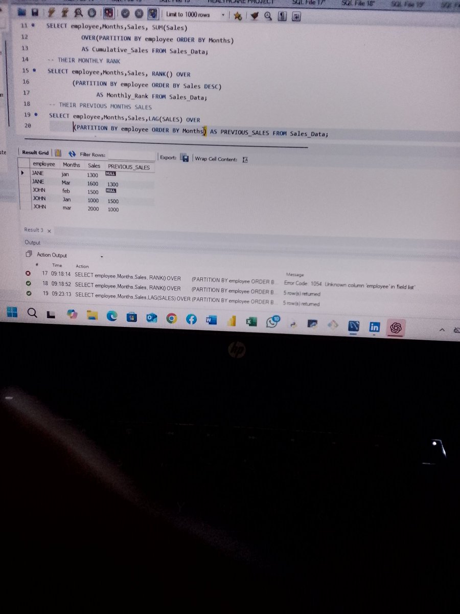 Etty_official's tweet image. Day 31 of learning SQL 💻
Today I explored how to combine multiple window functions in a single query.  
From running totals, to ranks, to moving averages,all working together without grouping or collapsing rows
#100DaysOfSQL #DataAnalytics #SQLLearning #LearningInPublic