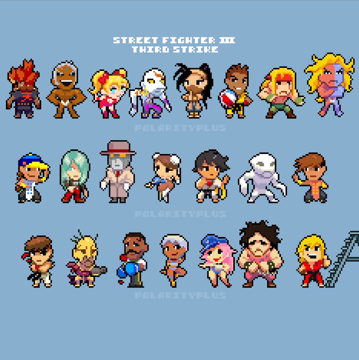 Sprite set from my first foray into pixel art:) #StreetFighter #ドット絵 #pixelart