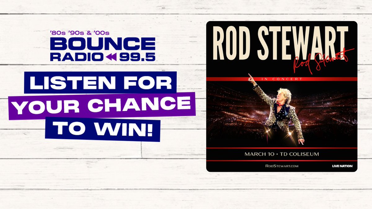 Two-time Rock &amp; Roll Hall of Fame inducted singer, songwriter and performer <a href="/rodstewart/">Sir Rod Stewart</a> is returning to Canada in 2026 and BOUNCE 99.5 has your tickets! 🌟🙌 

Listen to Angie &amp; Sarge this week for your chance to win a pair of tickets to see Rod Stewart March 10 at <a href="/TDColiseum/">TD Coliseum</a>!