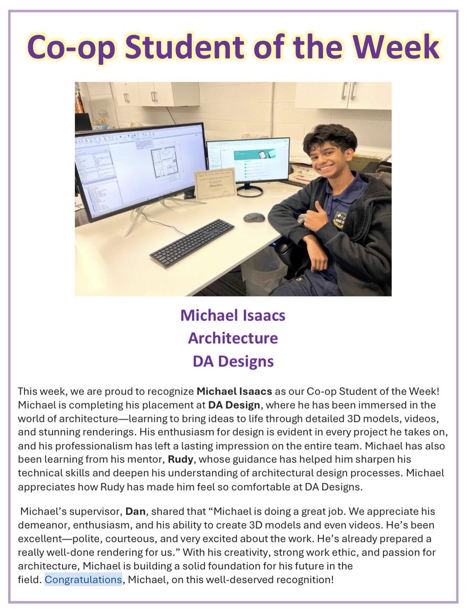 StMartinCSS's tweet image. Congratulations to our latest Co-op Student of the Week, Michael Isaacs!