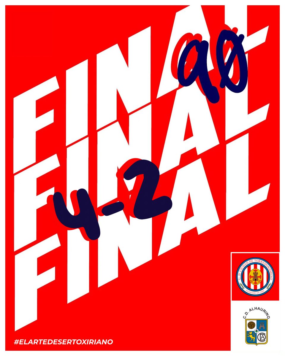 90’ ⏱️⚽️ FINAAAAAAAAAL. LOS 3 PUNTOS SE QUEDAN EN TORREDONJIMENO!!!

𝐔𝐃𝐂𝐓 ❤️🤍 4️⃣ - 2️⃣ CD Alhaurino

#VamosUDCT #ElArtedeSerToxriano #UDCTAlhaurino