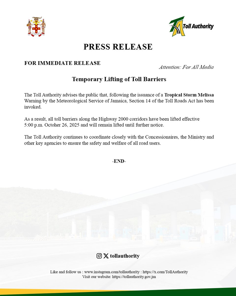 Toll Authority Jamaica tweet media