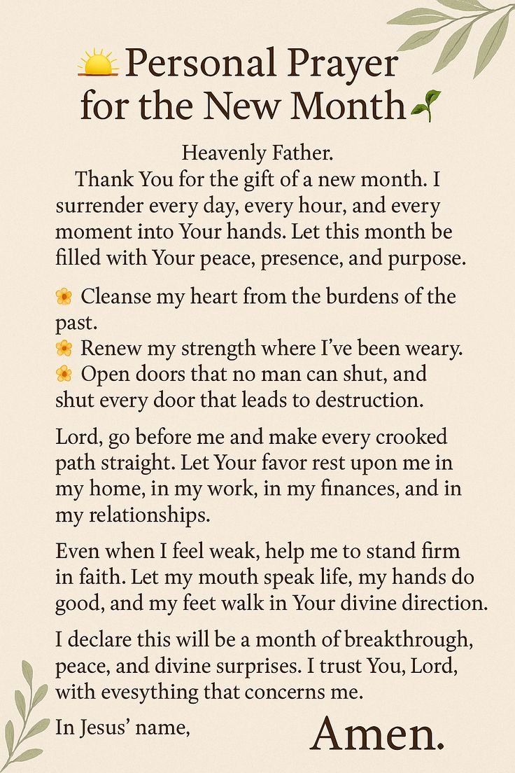Personal prayer for the new month