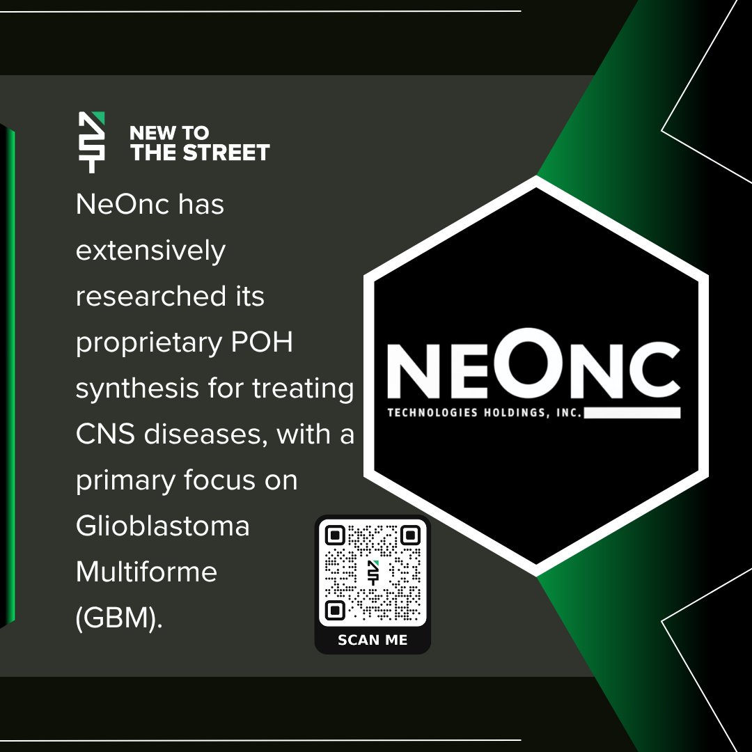 NewToTheStreet's tweet image. NeOnc Advances Breakthrough Research in CNS Disease Treatment! 🚀✨
@NeOncTechInc has conducted extensive research on its proprietary POH synthesis, targeting central nervous system (CNS) diseases, with a primary focus on treating Glioblastoma Multiforme (GBM), one of the most…