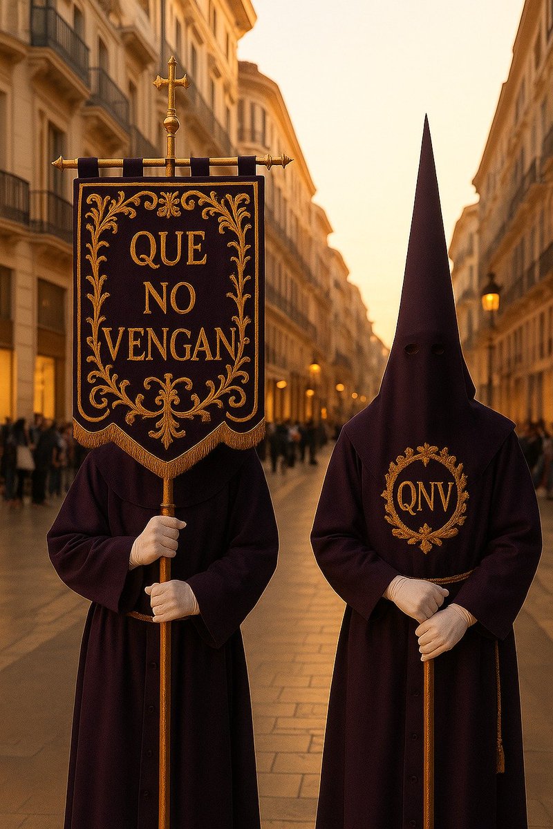 Ayer viendo la procesión extraordinaria de la Trinidad con mi hermano <a href="/Ferralla_chico/">Antoñito Jiménez</a> se nos ocurrió que ante la presencia de tanto guiri las cofradías deberían llevar un estandarte como el de la foto, o no <a href="/gagodecadi/">🏳️‍🌈Ángel Gago 🏳️‍🌈✊🏻🇵🇸✊🏻</a> ?