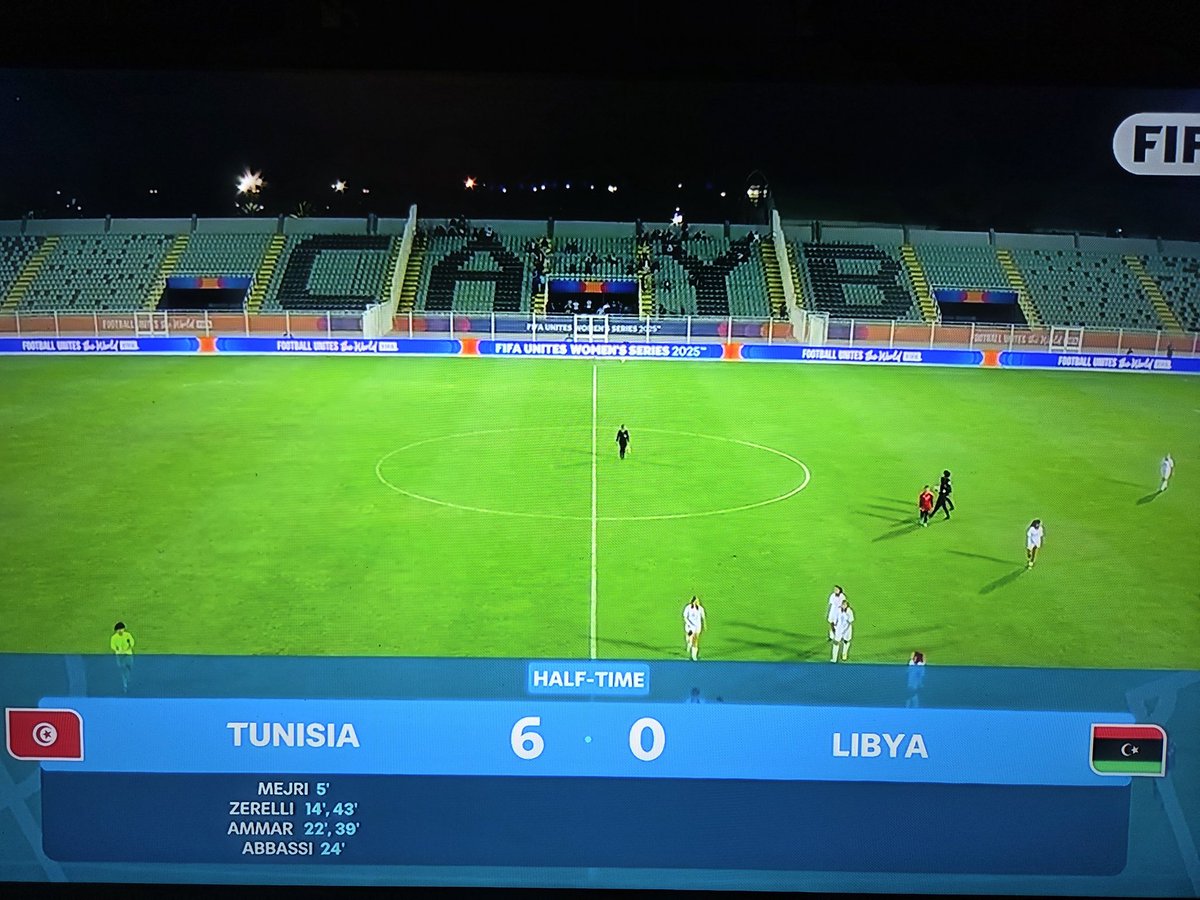 les_ltt's tweet photo. ๐น๐ณ Mi-temps : Tunisie 6 โ 0 Libye
Nos joueuses dominent largement cette premiรจre mi-temps grรขce ร des buts de :
1๏ธโฃ 1-0 โ Wided Mejri
2๏ธโฃ 2-0 โ Tesnim Zerelli
3๏ธโฃ 3-0 โ Ahlem Ammar
4๏ธโฃ 4-0 โ Chaima Abbassi
5๏ธโฃ 5-0 โ Ahlem Ammar
6๏ธโฃ 6-0 โ Tesnim Zerelli
#TUNLBY ๐น๐ณ๐ฑ๐พ
#FIFAseries ๐ค๐ผ https://t.co/yW1fCjhf7G