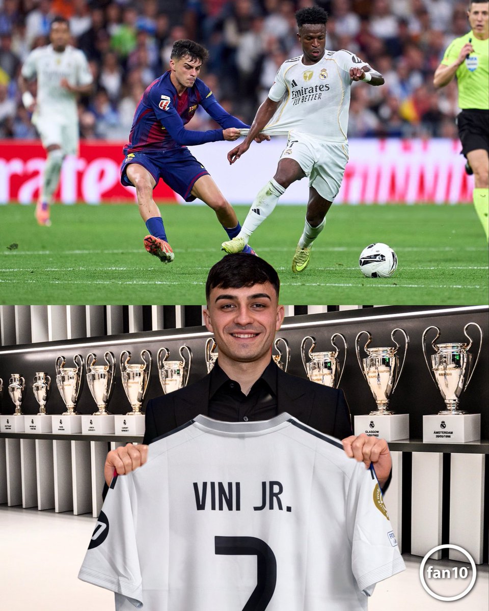 ¡Enorme noticia! 🤩🤍✍️

Pedri se llevó el jersey de Vini Jr tras el Clásico en el Santiago Bernabéu.