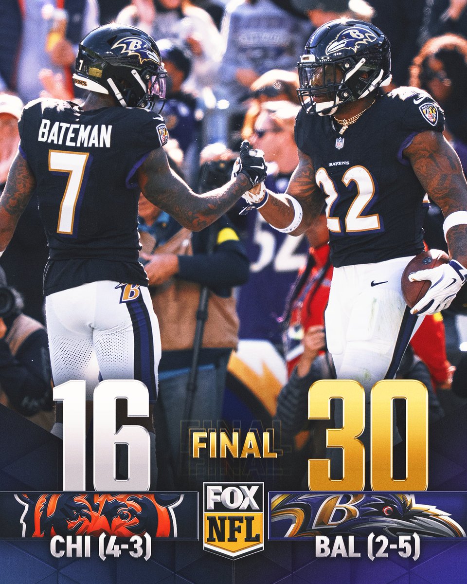 NFLonFOX's tweet image. The @Ravens pick up the W vs the Bears! 🐦‍⬛