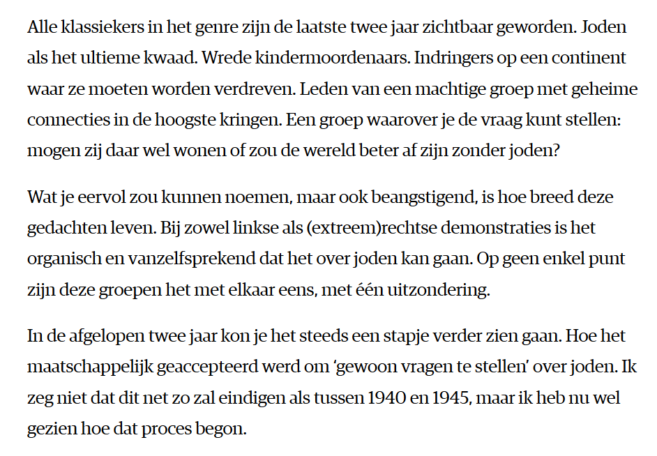 De afgelopen twee jaar is veel duidelijk geworden over donkere onderstromen in onze samenleving.
Degenen die te pas en te onpas (vooral dat🙄) waarschuwden voor 'de nieuwe jaren 30' zouden dit stuk van Robert Vuijsje moeten lezen.
nrc.nl/nieuws/2025/10…