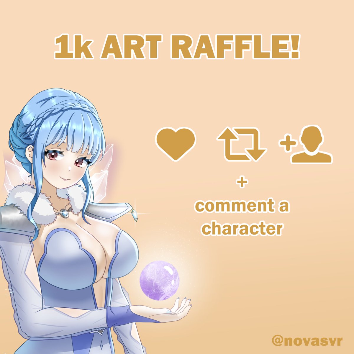 novasvr's tweet image. This month I reached +1k followers! 💖
Thank you so much to everyone who believed in me and made this possible, it might not be much, but it means a lot to me.
To celebrate, I’ll be hosting an art giveaway! 
Just follow the rules below :3
Ends October 31st, good luck everyone!