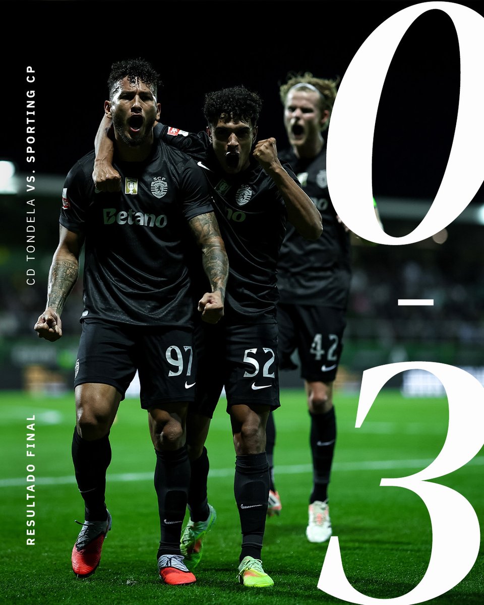 SportingCPTR's tweet photo. Tondela'da 3 puan bizim ✔️

⚽️ Luis Suárez, Pedro Gonçalves ve Geovany Quenda
🟡 0-3 ⚫ // #CDTSCP https://t.co/Y5VsEpWgAr