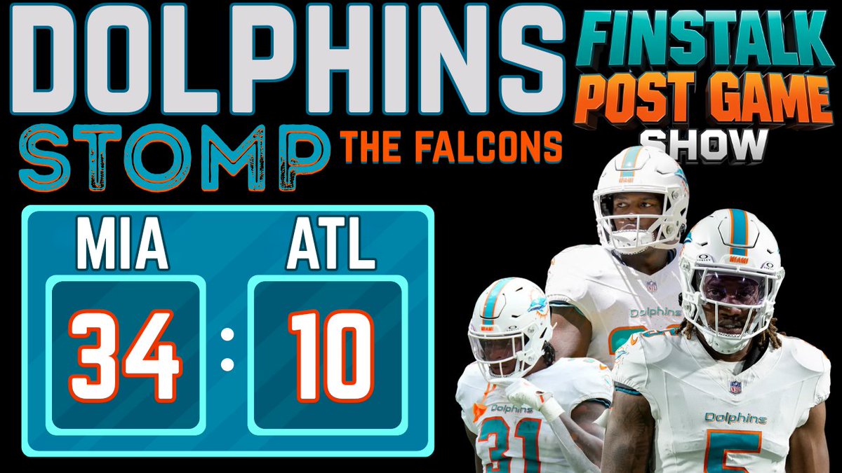 PHINS FOR THE WIN BABY!!! 

The #MiamiDolphins STOMPED the Falcons 34-10 in Atlanta today! 

Catch the <a href="/FinsTalkNetwork/">Fins Talk Sports Network</a> Post Game Show tonight at 8pm ET as me and the crew react to Miami's win and discuss the Dolphins chances to ride this wave into Thursday Night Football and