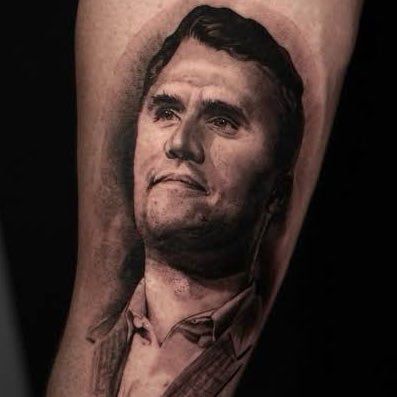 any tattoo artists want to cover this up ??????? this was supposed to be Morrissey and it looks like fucking charlie Kirk… $1500 down the drain