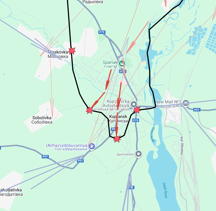 dr_tsetsos's tweet photo. Elsewhere, #RUAF entered the most southern tip of #Konstantinivka and occupied #Kupiansk (northern front section). #RussoUkrainianWar https://t.co/PdjCGy0dIS