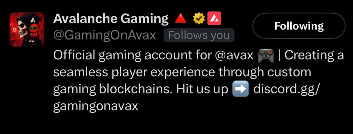 Appreciate the follow back legends.

Gaming on Avalanche is inevitable 🔺🎮
