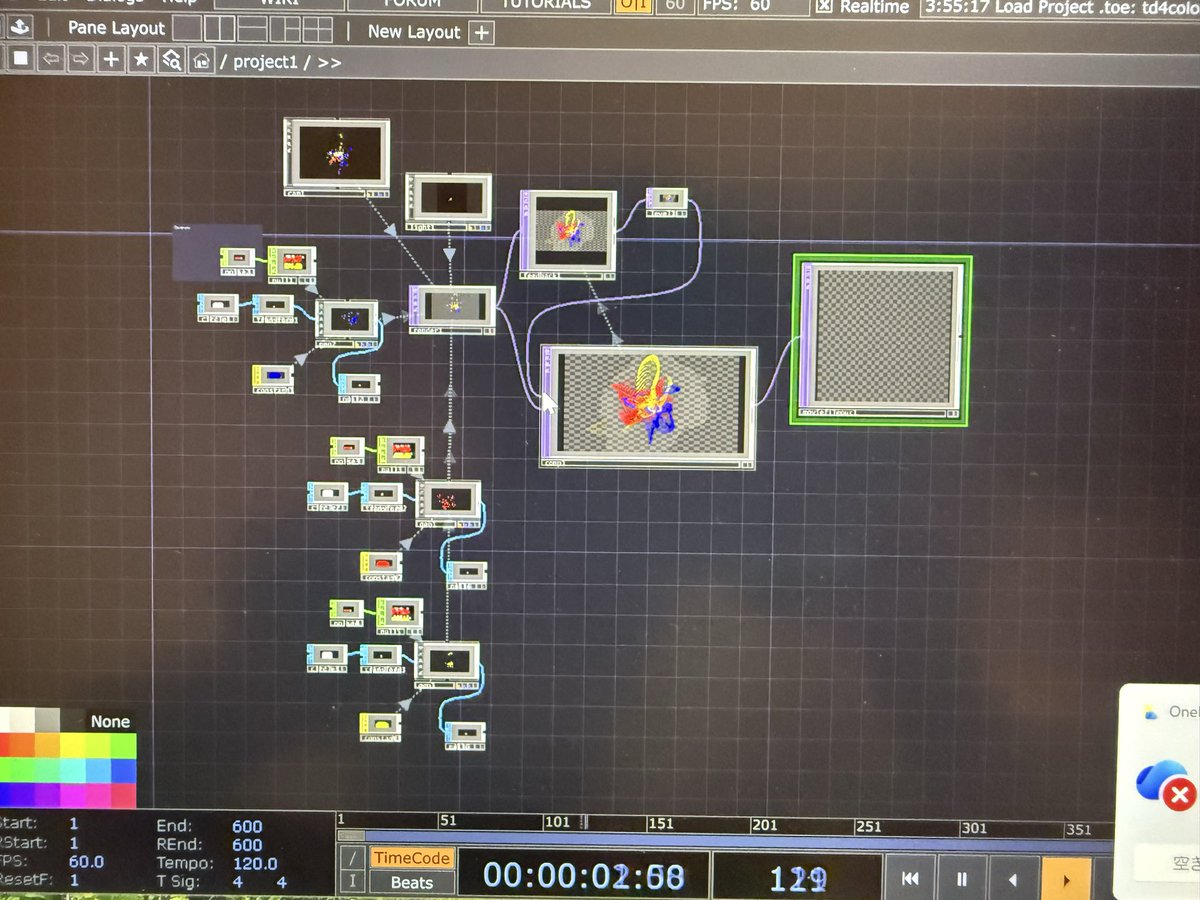 R10N_sccd_'s tweet image. 今天的 #TouchDesigner 練習✨
以 composite × feedback × blur 的組合，
創作出隨節奏律動而變化的生成藝術。
微妙的明暗與殘影循環，就像在呼吸一樣。

#GenerativeArt #VisualProgramming #sccd_medialab