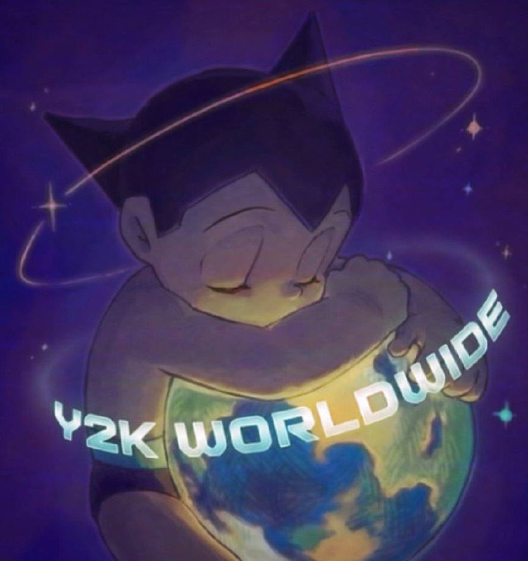 암호화폐에서의 향수를 상징하는 Y2K Worldwide 밈이 지구를 안아주는 모습