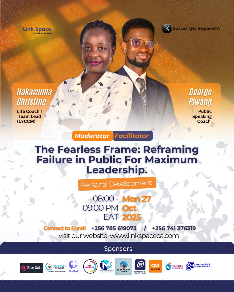 We're Back!
After a brief hiatus, LinkSpace Career Academy is live and ready to empower you with great insights!

Join us for our upcoming sessions this week:
Monday: Personal Development - "Reframing Failure in Public for Maximum Leadership"
#PersonalGrowth
<a href="/lifethatmatter/">George Piwang.</a>