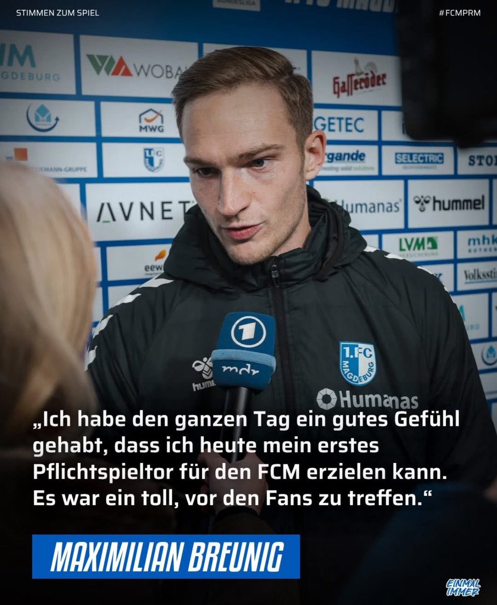 1fc_magdeburg's tweet photo. 🗣️🗯️ Das sagen Dominik Reimann, Maximilian Breunig & Interimstrainer Petrik Sander zum Spiel gegen Münster.
#FCMPRM #EINMALIMMER https://t.co/1UTEBJyClo