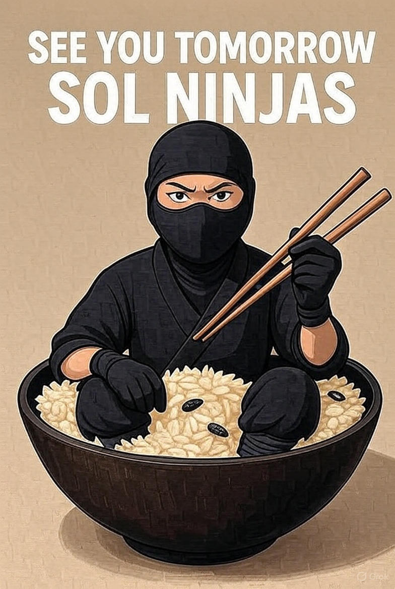 See you tomorrow $SOL ninjas 🥷 shout out to everyone single person thats battling with #depression #anxiety #ADHD #AUTISM #ILLNESS #INJURY #SORROW #GRIEF and you still get up and make the day count peace and love to you all #stayblessed #alwayshereforyou #crypto #solana #ninjas