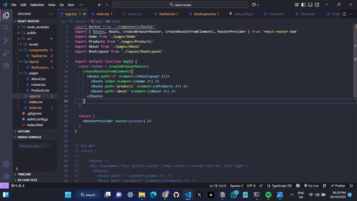LaTechGirly's tweet image. Day 88 of #100DaysOfCode 🚀
 Still on react routing. I learnt:
-about the two methods of creating routers
-the difference between NavLink and Link
-how to use useNavigate hook in routing
