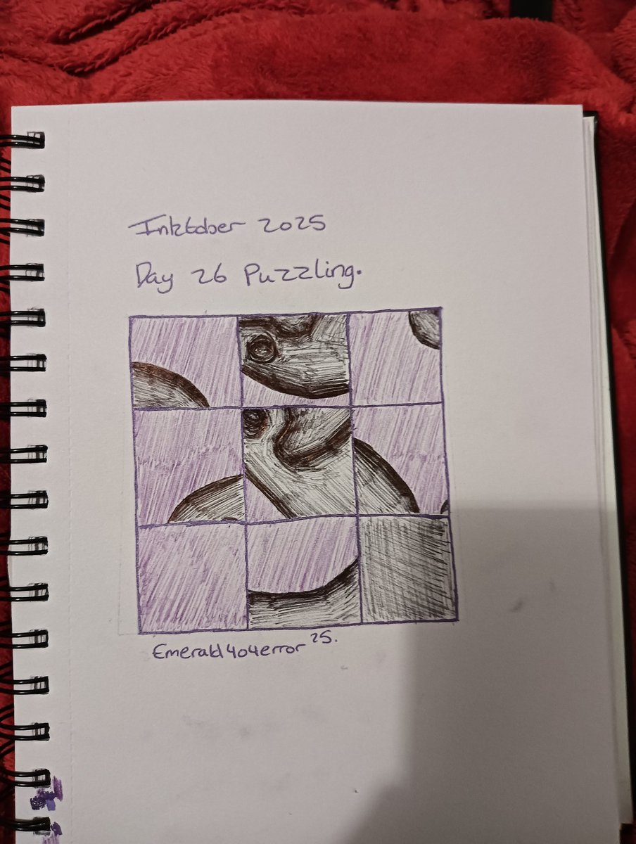 Emerald404error's tweet image. #inkober #inktober2025 #inktoberday26 #inktoberday26puzzling #artchallenge