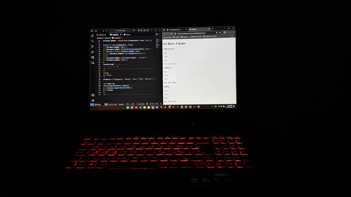 تم عمل 
dynamic product list 
ودراسة while 
#day43