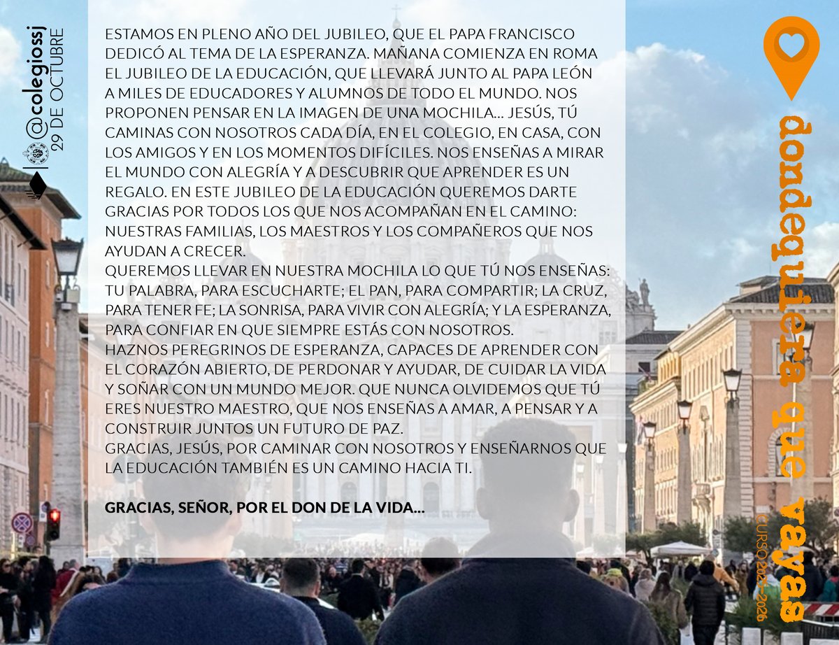 #OraciónDeLaMañana #29deOctubre Sobre el #Jubileo del mundo de la educación...