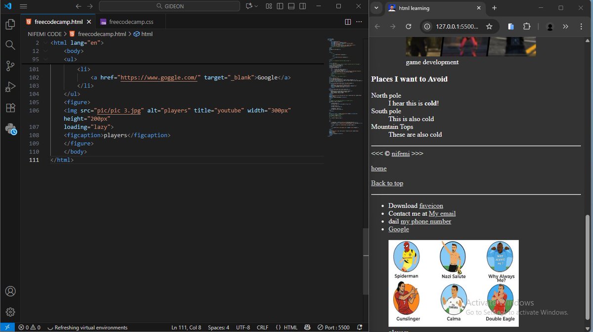Thedevguy001's tweet image. Day 2:
I learned about links and images in HTML.