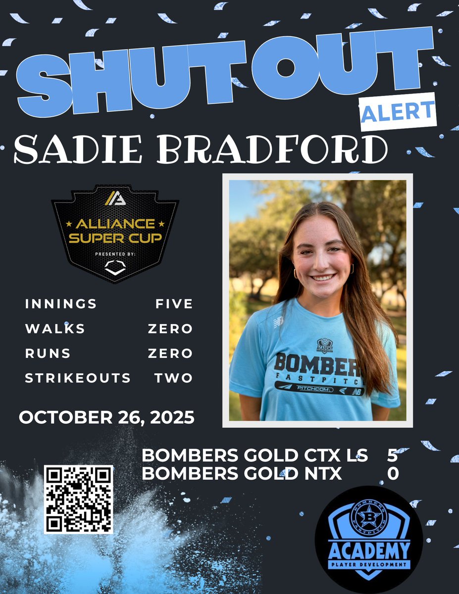 Sadie Bradford #15 with the complete game:
5 IP • 0 R • 0 BB • 2 K 💪
Next game — 5 PM | Brenham | Stark Field
Come watch! <a href="/CoachBBuchanan/">Bobby Buchanan</a> <a href="/TessSoefje/">TessSoefje</a> <a href="/CoachValis/">Garrett Valis</a> <a href="/rittmanjohn/">John Rittman</a>
<a href="/CoachMcFalls/">Jen</a>
<a href="/katedrohan/">Kate Drohan</a>
<a href="/molly_fichtner/">Molly Fichtner</a>
<a href="/caseydickson717/">Casey Dickson</a>
<a href="/ElzeyMatt/">The Coach</a>
<a href="/VTechSBcoach/">Pete</a>
<a href="/CSC_SB_Coach/">Coach Holden</a>