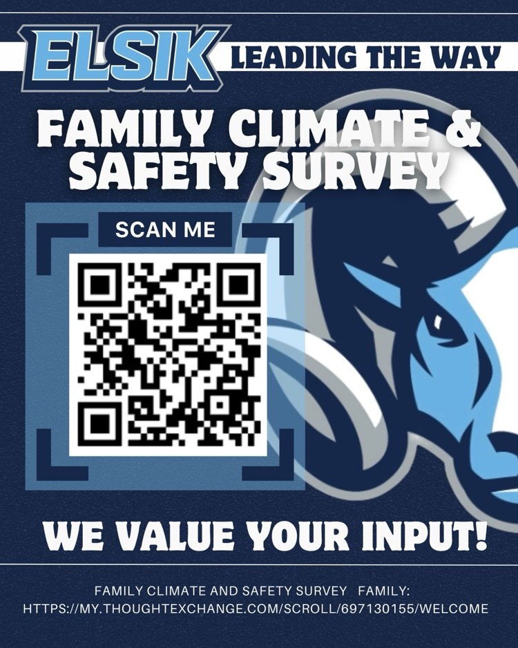 We value your voice. Please take a moment to complete the Fall 2025 Family Climate and Safety Survey to help us continue strengthening our school community.
Survey link: my.thoughtexchange.com/scroll/6971301…
Thank you for your support of Elsik High School.