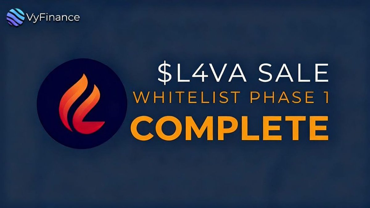 Congrats to <a href="/lava_protocol/">L4VA</a> for finishing their Phase 1 Whitelist in 3.5 hours! You can join the Phase 2 whitelist tomorrow at 4pm UTC. You can join just by holding 10k VLRM, which you can grab directly on the VYFI DEx.