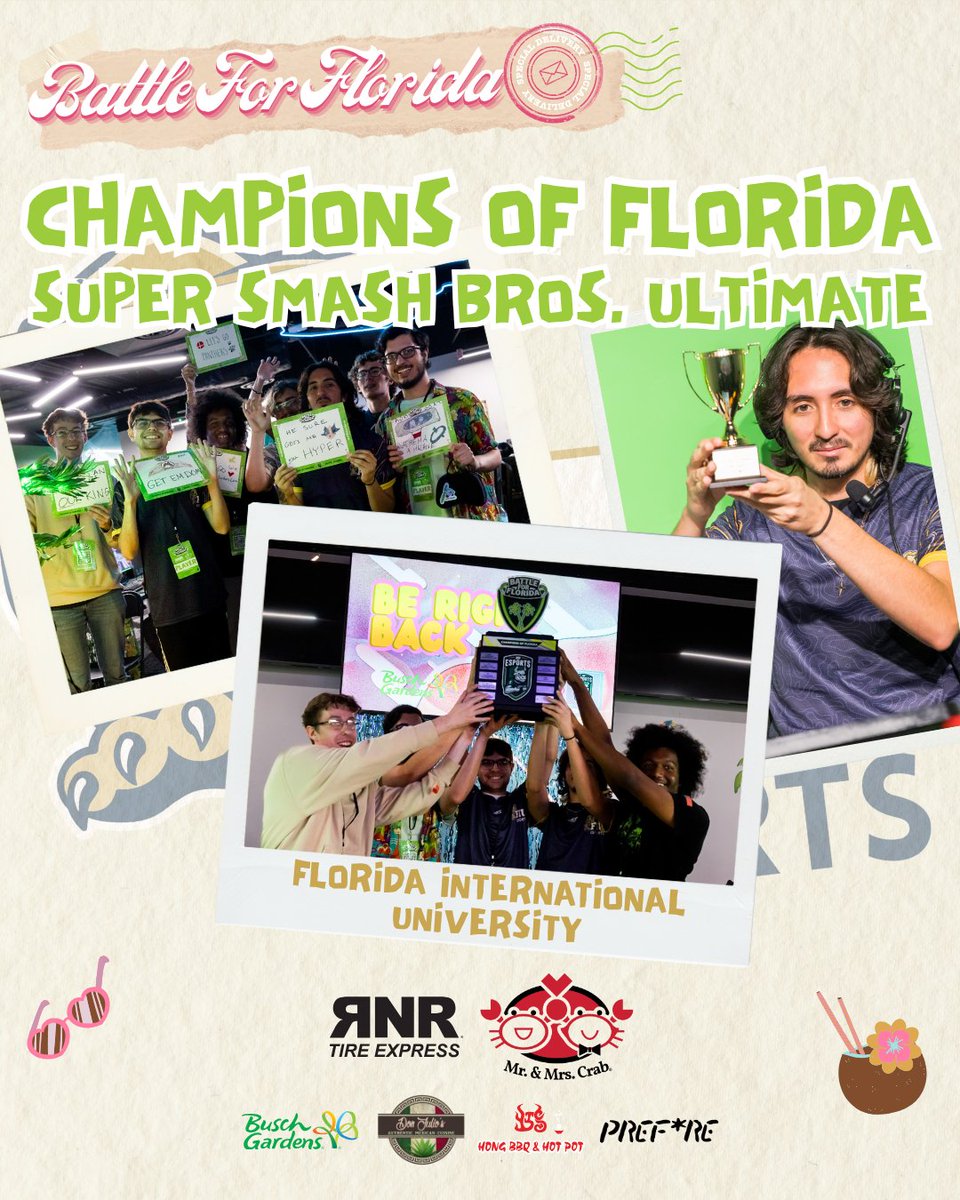 USF_Esports's tweet photo. 👑 Florida International University (@fiuesports) Are Your Inaugural 2025 Battle For Florida Super Smash Bros. Ultimate Champions!

😰 This nail-biting series went stock for stock as @SmashClubAtUSF fought to maintain a lead, all to fall to the Panthers as the first team to etch their name onto the Battle For Florida trophy!

👀 Next up, we have @UFEsportsClub and @SarasotaEsports hitting the pitch in Rocket League!

#BattleForFlorida #USFEsports #Florida #Esports

🔗 https://t.co/d8dcFhg4vb