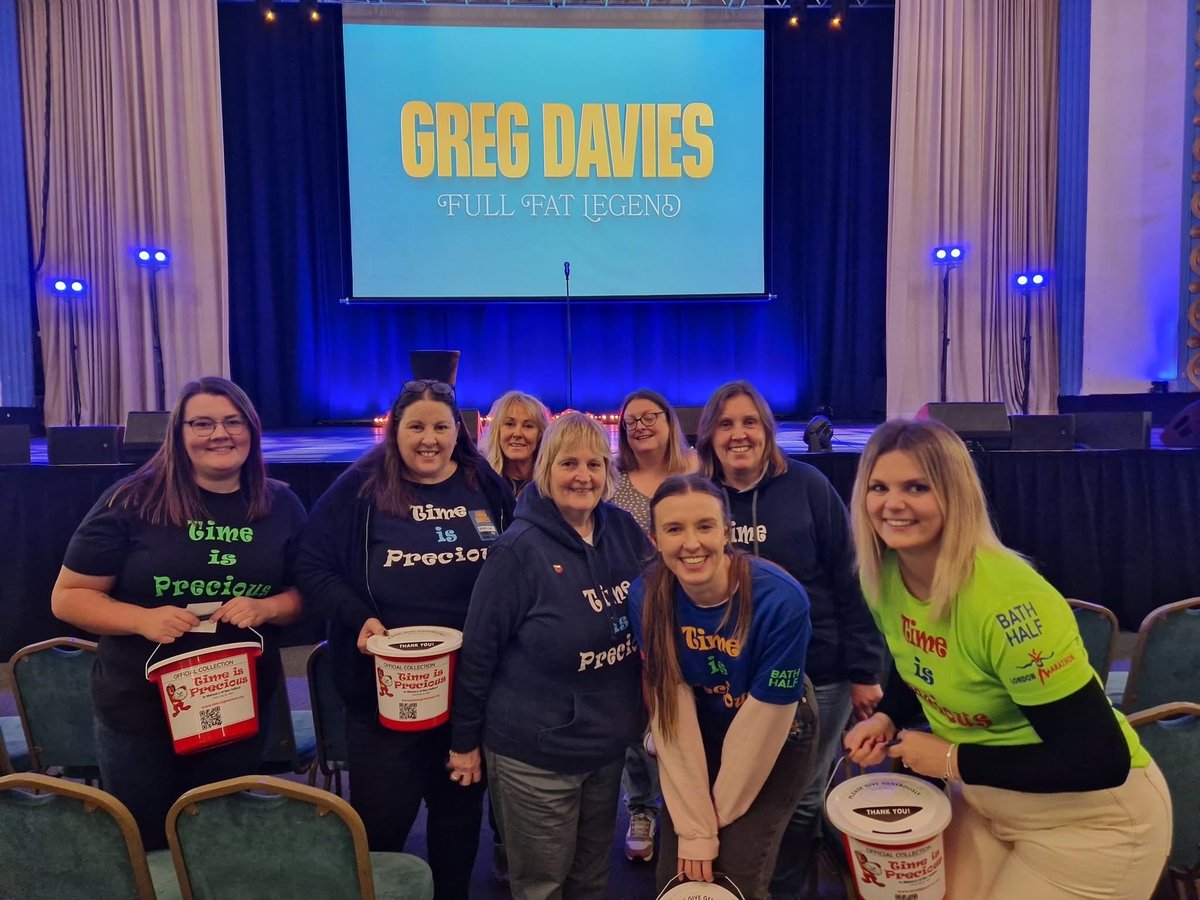 Amazing support from one of our fab patrons Greg Davies at the Full Fat Legends Tour at @TheBathForum raising an amazing £4,208! 
Huge thanks to all who collected &amp; donated — your kindness is appreciated . 💫

#TimeIsPrecious #FullFatLegend #CharitySupport #BathForum #GregDavies