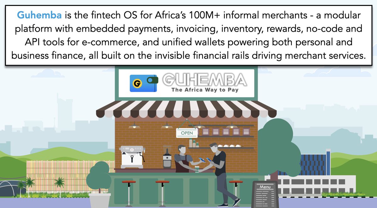 @Guhemba: fintech OS for Africa’s 100M+ informal merchants - a platform with embedded payments, invoicing, inventory, rewards, no-code &amp; API tools for e-commerce, unified wallets powering both personal &amp; business, built on the invisible financial rails driving merchant services.