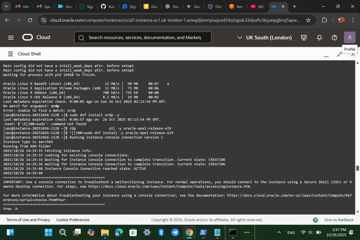 elvmeen's tweet image. Only because I want to host a forex bot, I spent over 19 hours setting up Oracle's free tier remote Linux Desktop (XFCE).  I don't think someone should really pay to use cloud resources like VPS as an individual.
At least XFCE UI + wallpaper of Oracle Linux made my day.