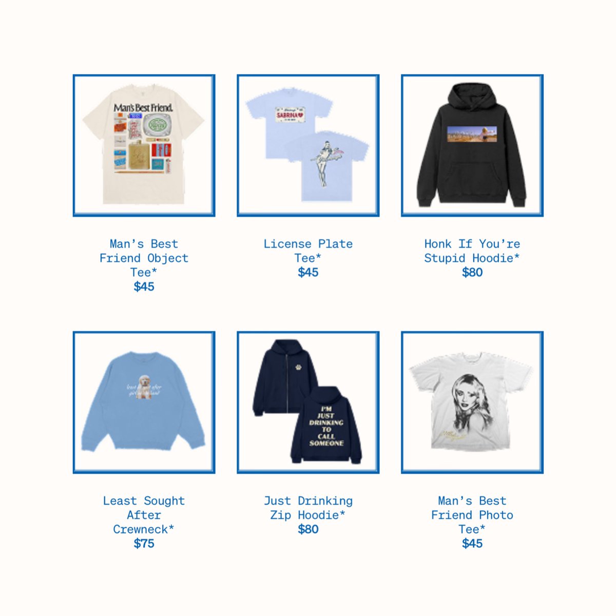 SCdailyupdates's tweet image. All Sabrina Carpenter merch and prices at the “Sabrina’s Secondhand” retro pop up in New York.